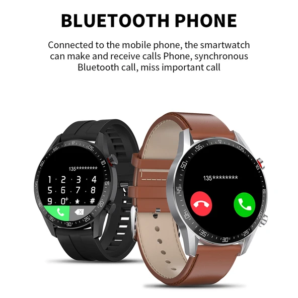 SK7Plus 1.28 inç IPS Ekran Kahverengi Deri Kayışlı Akıllı Saat Bluetooth Arama ve Uyku Takibi - 3