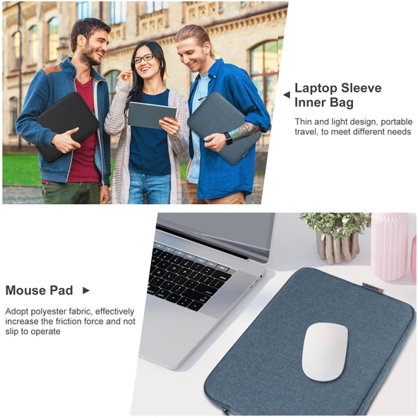 HAWEEL 15 inç Laptop Kılıfı Fermuarlı Evrak Çantası Koyu Mavi - 7