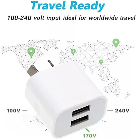 Mini Çift Portlu USB Şarj Cihazı USB Type C Veri Kablosu ile AU Priz - 5