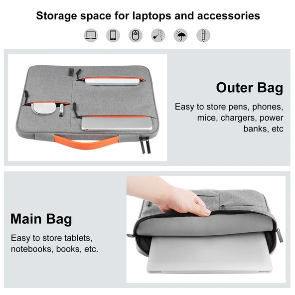 HAWEEL 13 0 Inç Gri Laptop Kılıfı Fermuarlı Çanta 13 5 İnç Laptoplar İçin - 5