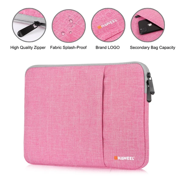 HAWEEL 15 inç Laptop Kılıfı Fermuarlı Çanta Pembe - 4