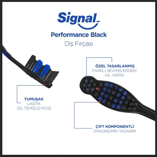 Signal Diş Fırçası Performans Orta Siyah 1+1 - 4