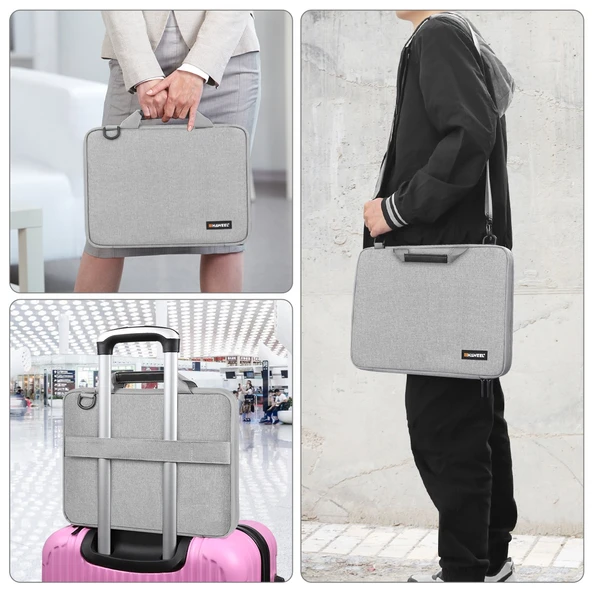 Haweel 13 14 Inç Gri Evrak Çantası Omuz Askılı Laptop Çantası Macbook Lenovo Thinkpad Asus Hp Uyumlu - 10