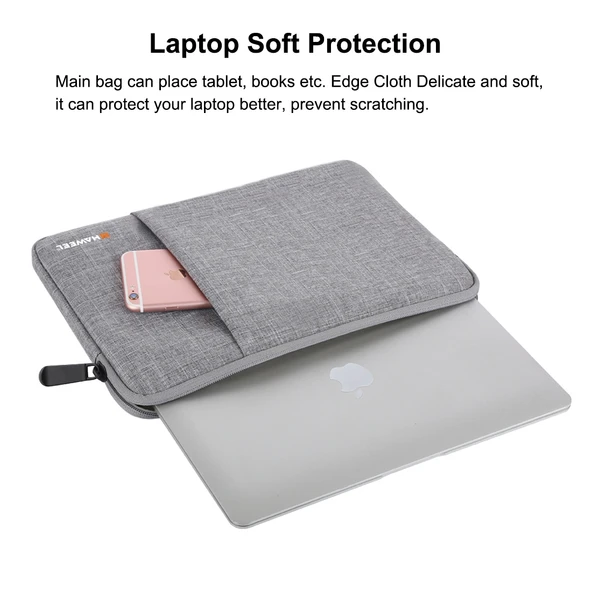 HAWEEL 15 inç Laptop Kılıfı Gri Fermuarlı Çanta - 8