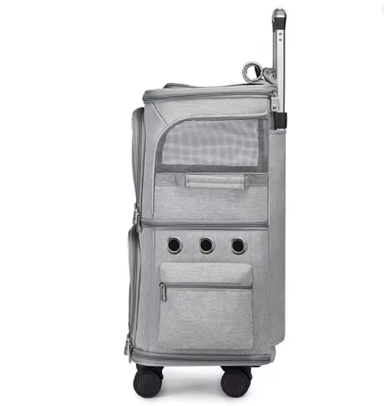 Çift Bölmeli Çıkarılabilir Tekerlekli Evcil Hayvan Arabası 5.4 Kg Kapasiteli - 2