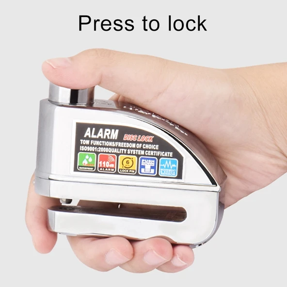Motosiklet Bisiklet Hırsızlık Önleyici Alarm Disk Fren Kilidi Siyah Kablo ve Çanta - 7