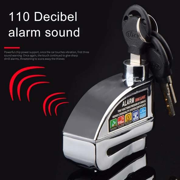 Motosiklet Bisiklet Hırsızlık Önleyici Alarm Disk Fren Kilidi Siyah Kablo ve Çanta - 5