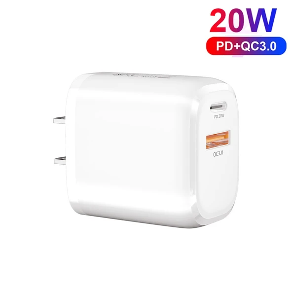 CS 20W Mini Taşınabilir PD3 0 QC3 0 Çift Port Hızlı Şarj Cihazı 3A USB Tip C Veri Kablosu US Priz - 2
