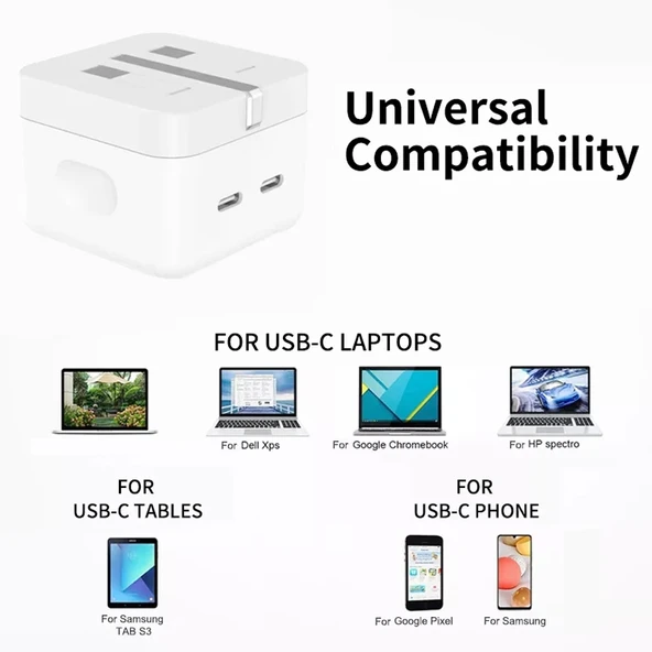 PD 35W Cift USB-C Portlu Sarj Cihazi 1m Tip-C Tip-C Veri Kablosu Ile UK Priz - 5