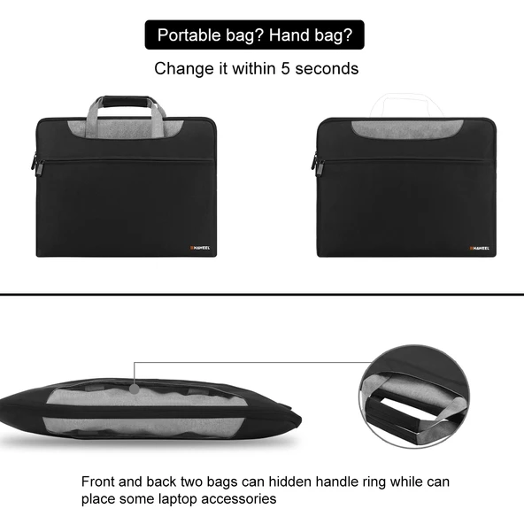 Haweel 15-17 Inç Siyah Laptop Çantası Macbook Samsung Lenovo Sony Dell Alienware Chuwi Asus Uyumlu - 5