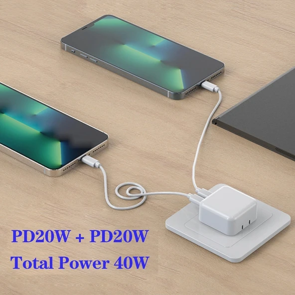 SDC 40W Cift PD USB C Tipi Sarj Aleti iPhone iPad Serisi EU Priz - 4