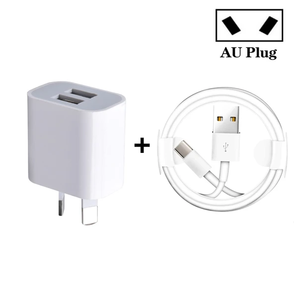 Mini Çift Portlu USB Şarj Cihazı USB Type C Veri Kablosu ile AU Priz