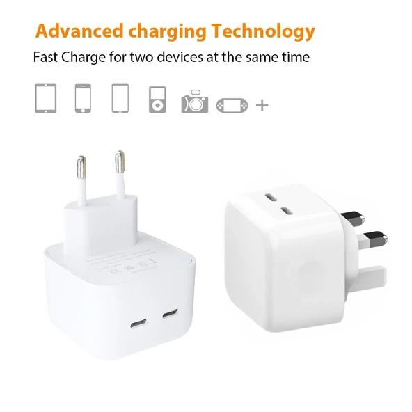SDC 40W Cift PD USB C Tipi Sarj Aleti iPhone iPad Serisi EU Priz - 5