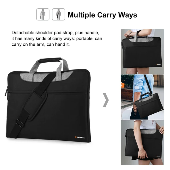 Haweel 15-17 Inç Siyah Laptop Çantası Macbook Samsung Lenovo Sony Dell Alienware Chuwi Asus Uyumlu - 6