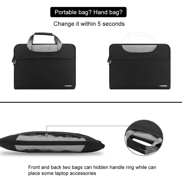 Haweel 13-15 Inç Siyah Laptop Çantası Macbook Samsung Lenovo Sony Dell Alienware Chuwi Asus Hp Uyumlu - 5