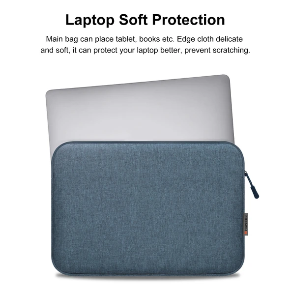 HAWEEL 15 inç Laptop Kılıfı Fermuarlı Evrak Çantası Koyu Mavi - 5