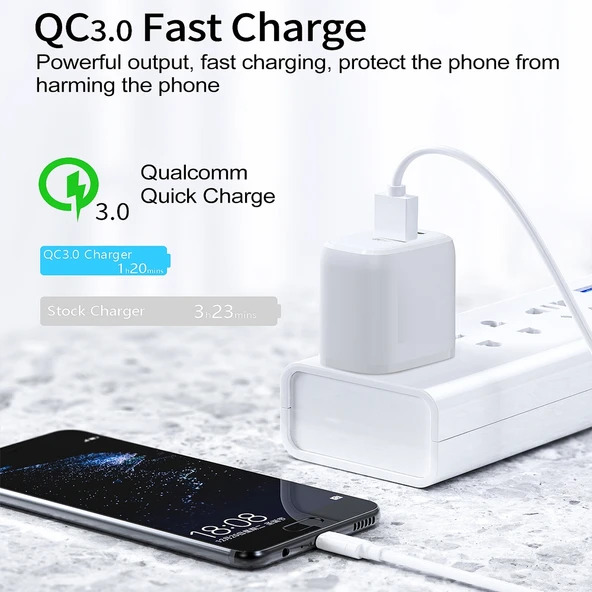 CS 20W Mini Taşınabilir PD3 0 QC3 0 Çift Port Hızlı Şarj Cihazı 3A USB Tip C Veri Kablosu US Priz - 7