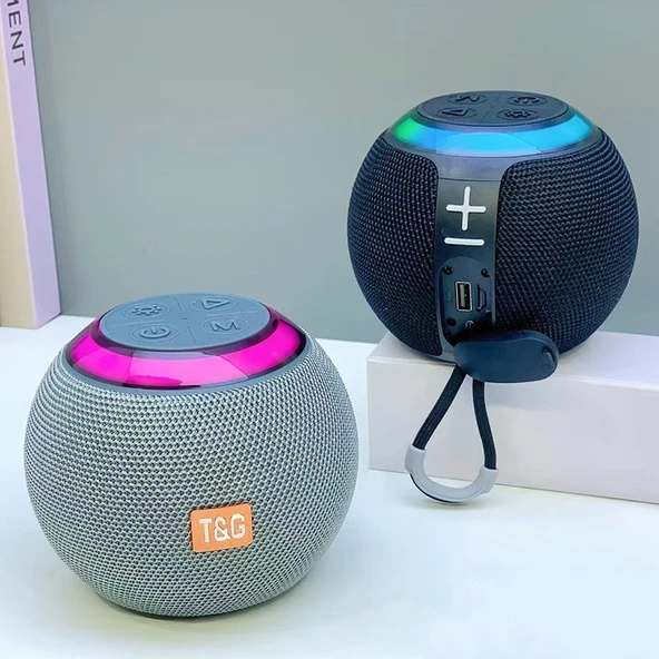 TG683 Mini Taşınabilir Kablosuz Bluetooth Hoparlör Mavi LED Atmosfer Işığı - 3