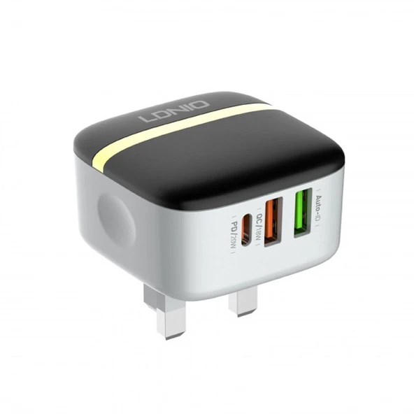 LDNIO A3513Q 32W QC3.0 3 USB Portlu Telefon Adaptoru UK Priz Tip C den 8 Pin Kablo Ile