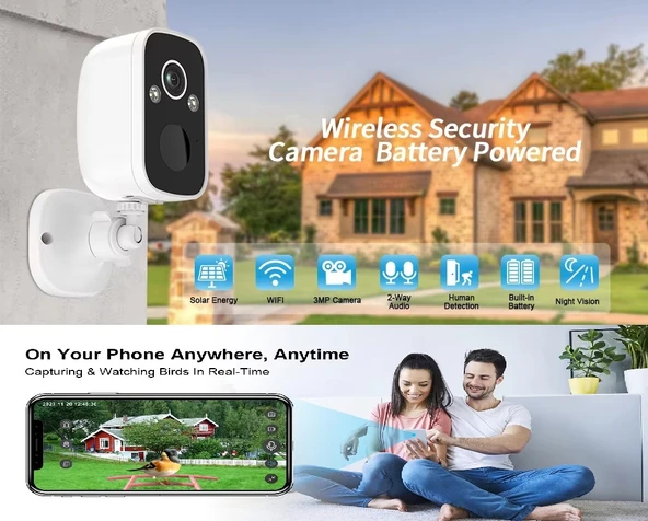 2k Full HD Mini Gece Görüşlü Şarjlı Alarmlı Uygulamalı Kablosuz Güvenlik Kamerası - 4