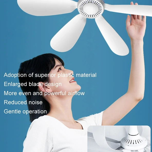 USB Ev Yurdu Sessiz Yüksek Rüzgar Gücü Mini Fan Altı Kanatlı Küçük Tavan Vantilatörü Tekli Model - 10