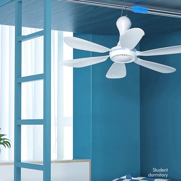 USB Ev Yurdu Sessiz Yüksek Rüzgar Gücü Mini Fan Altı Kanatlı Küçük Tavan Vantilatörü Tekli Model - 3