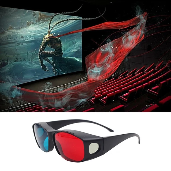 Kırmızı Mavi Anaglif Çerçeveli 3D Görüntü Gözlüğü Oyun ve Film İçin Plastik 3D Gözlük - 6