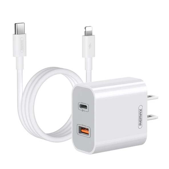 REMAX RP U68 20W Hızlı Şarj Cihazı Seti USB ve USB C Çift Arayüz Beyaz US Priz - 1