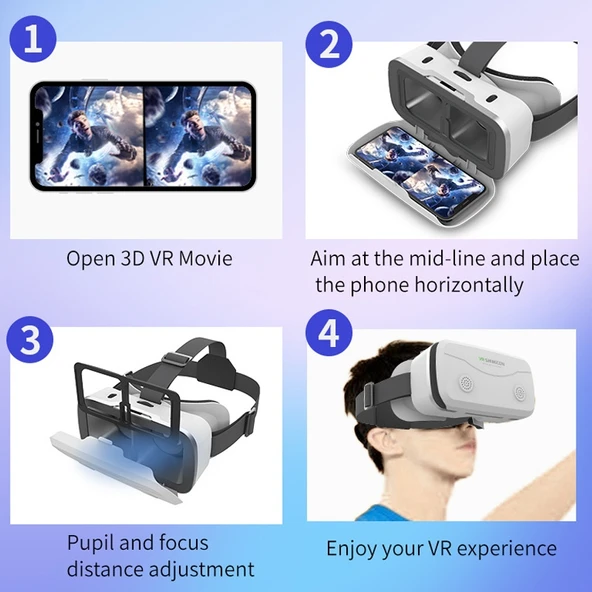 VRSHINECON G15 Sanal Gerçeklik Gözlüğü Siyah 4.7-7.2 inç Telefon Uyumlu - 7