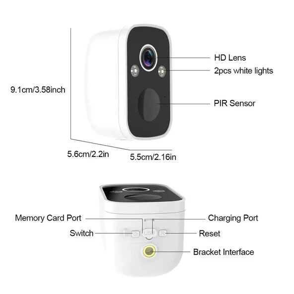 2k Full HD Mini Gece Görüşlü Şarjlı Alarmlı Uygulamalı Kablosuz Güvenlik Kamerası - 2