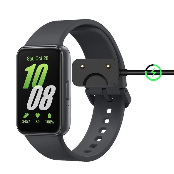 Samsung Galaxy Fit3 SM-R390 Akıllı Saat Şarj Kablosu USB-A Arayüzlü 55cm Siyah Çip Koruma - 5