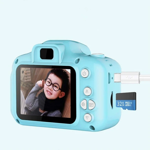 2.0 İnç Ekranlı 8.0MP HD Çocuk Oyuncak Taşınabilir Dijital SLR Kamera Mavi - 5