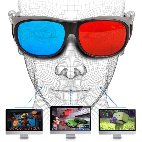 Kırmızı Mavi Anaglif Çerçeveli 3D Görüntü Gözlüğü Oyun ve Film İçin Plastik 3D Gözlük - 5