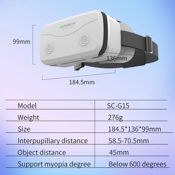 VRSHINECON G15 Sanal Gerçeklik Gözlüğü Siyah 4.7-7.2 inç Telefon Uyumlu - 8