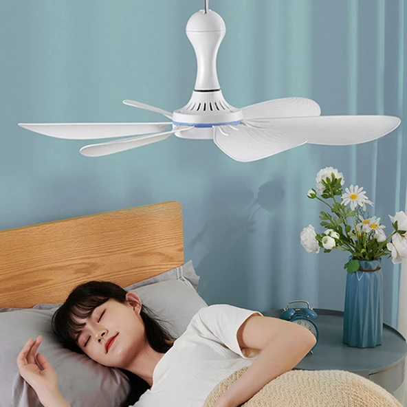 USB Ev Yurdu Sessiz Yüksek Rüzgar Gücü Mini Fan Altı Kanatlı Küçük Tavan Vantilatörü Tekli Model - 2
