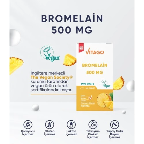 Vitago Premium Bromelain 500 mg 60 Tablet - 3