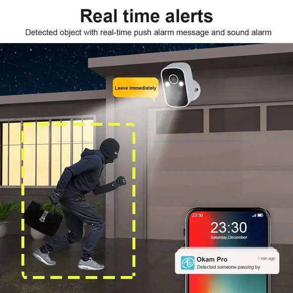 2k Full HD Mini Gece Görüşlü Şarjlı Alarmlı Uygulamalı Kablosuz Güvenlik Kamerası - 6