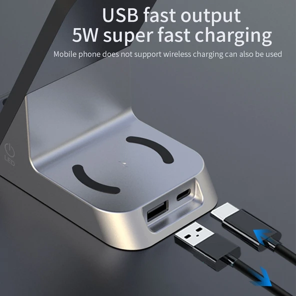 H36 6 in 1 15W Manyetik Kablosuz Şarj Cihazı Dijital Alarm Saatli iPhone AirPods iWatch Uyumlu - 7