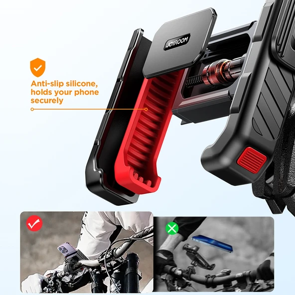JOYROOM JR-ZS266 Bisiklet Gidon Telefon Tutucu Siyah 4.7-6.8 İnç Uyumlu - 6