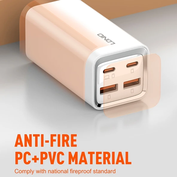 LDNIO A4610C PD65W Hızlı Şarj Cihazı Çift USB-C ve Çift USB Beyaz 1.5m Kablo EU Priz - 9