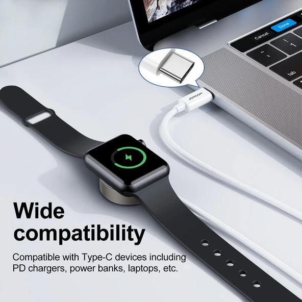 JOYROOM S-IW004 Type-C USB-C Manyetik Şarj Kablosu 1.2m Beyaz Apple Watch Uyumlu - 7