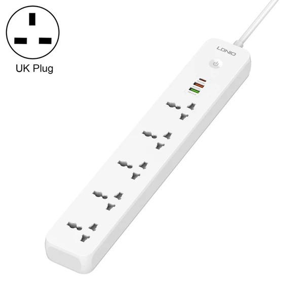 LDNIO SC5319 5li Seyahat Ev Ofis Prizi 38W USB Portlu 2m Kablo UK Fiş
