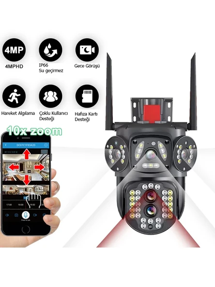 4G Bağlantılı 4 Lens Full HD CCTV Güvenlik Kamerası - 3
