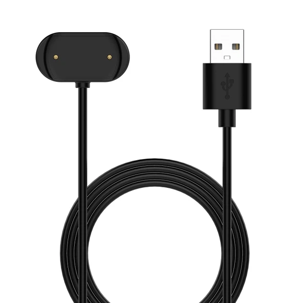 Amazfit T-Rex 2 Manyetik Şarj Kablosu USB Portlu 1 Metre Çip Korumalı Siyah