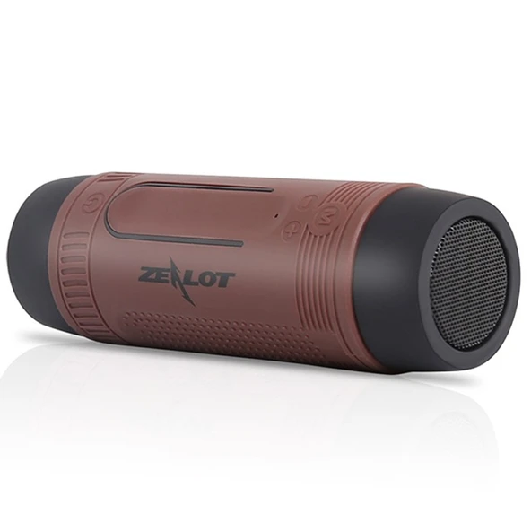 ZEALOT S1 Bluetooth 40 Kablosuz Kablolu Stereo Hoparlör Subwoofer 4000mAh Bataryalı Kahve