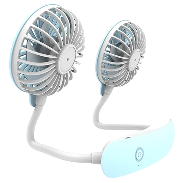 F6 Mini Boyun Askılı Taşınabilir Vantilatör USB Şarjlı Pembe - 3