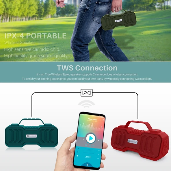 NewRixing NR-4500 Taşınabilir Kablosuz Bluetooth Stereo Hoparlör Siyah TWS ve FM Özellikli - 5