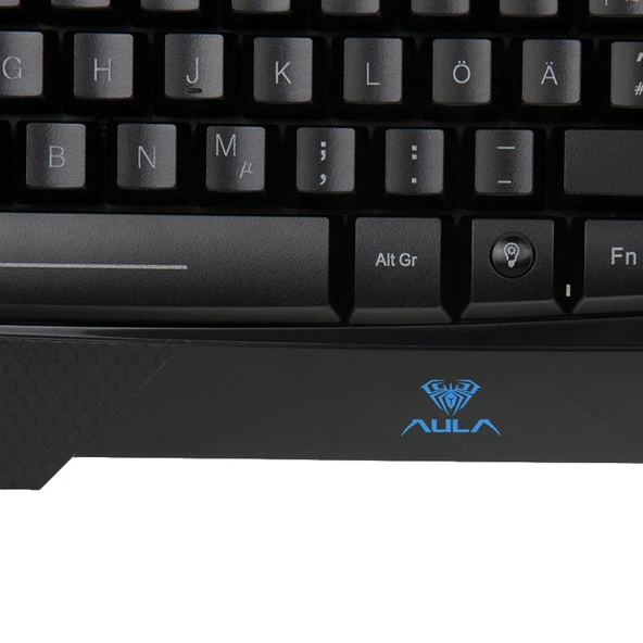 Aula Killing Soul Behead Serisi Kablolu USB Sessiz Kaymaz QWERTZ Klavye Blu-ray Arka Işıklı 500-1000Hz Geri Dönüş Hızlı 7D Oyun Faresi Kombin Almanca Tuşlar - 6