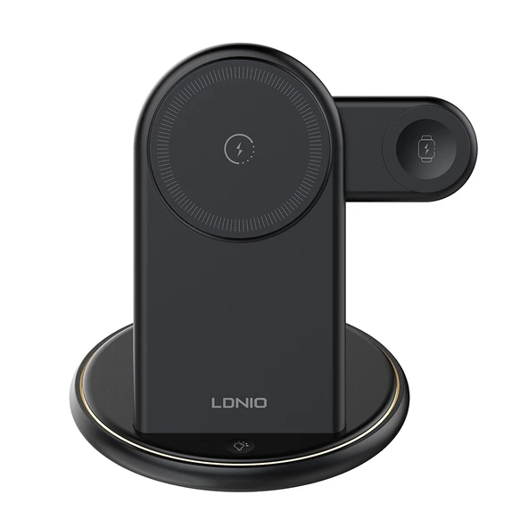 LDNIO WL02 25.5W 5 in 1 MagSafe Kablosuz Şarj Cihazı 30cm Type-C Kablo Siyah - 2