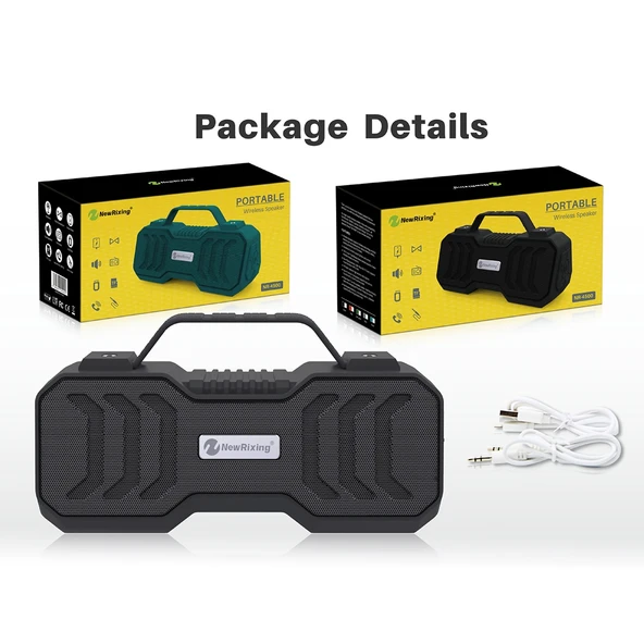 NewRixing NR-4500 Taşınabilir Kablosuz Bluetooth Stereo Hoparlör Siyah TWS ve FM Özellikli - 3